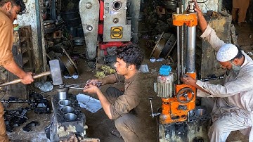 Engine Block Cylinder Boring and Honing Complete Procedure | Boring Engine Block | Mechanical Skills