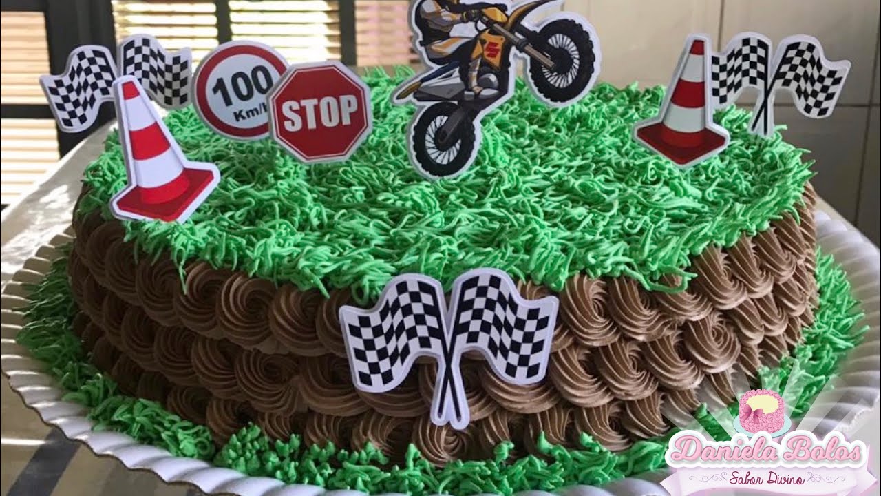 Topper de bolo de moto, tema de motocross, festa de aniversário