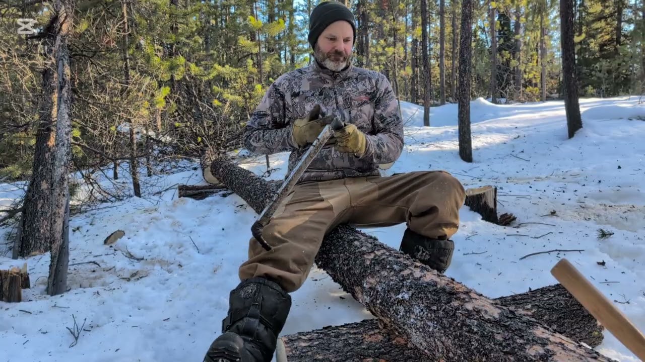 Log woodshed build in the winter, part 1.