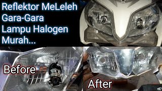 Efek Lampu Halogen pada Reflektor Head Lamp Motor Beat Karbu Honda