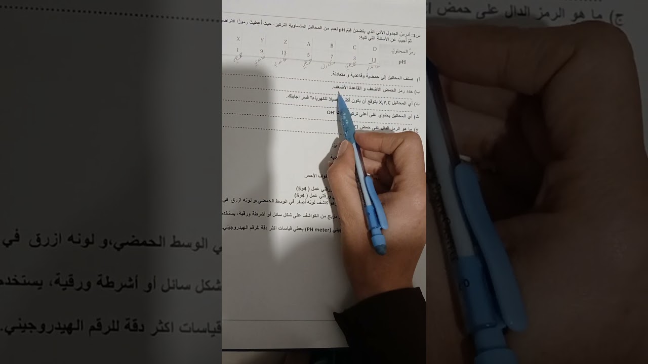 الرقم الهيدروجيني  (ورقة عمل 6 ) للصف التاسع ....بالتوفيق للجميع