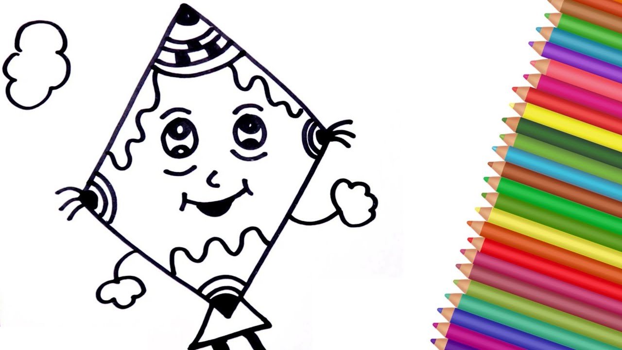 How to draw happy Kite - Step by Step doodle art on paper for kids Easy  Drawing - YouTube
