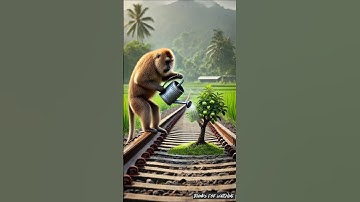 The Monkey planted an Apple tree in the railway track and sells it but elephant destroy #ai #monkey