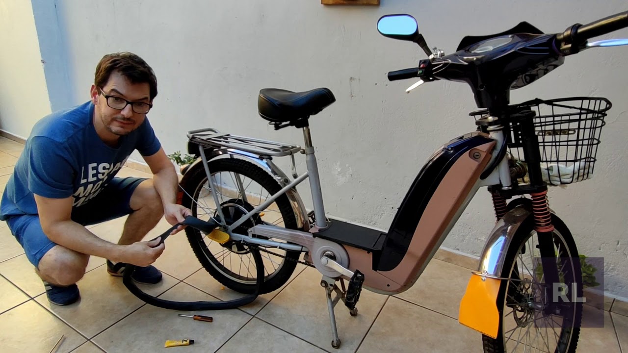 Como remendar o pneu traseiro bicicleta elétrica. bike eletric