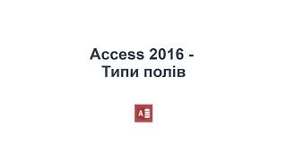 Access - типи полів