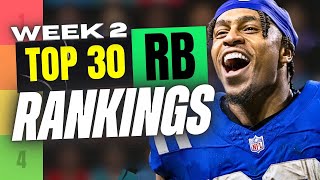 🔥 NEW TOP 30 RB RANKINGS for Week 2 Fantasy Football 🚀 | Fantasy Football Rankings