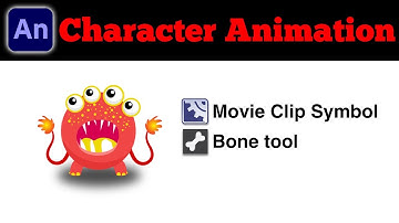 Character Animation in Adobe Animate using "Bone tool" and "Movie Clip Symbol".