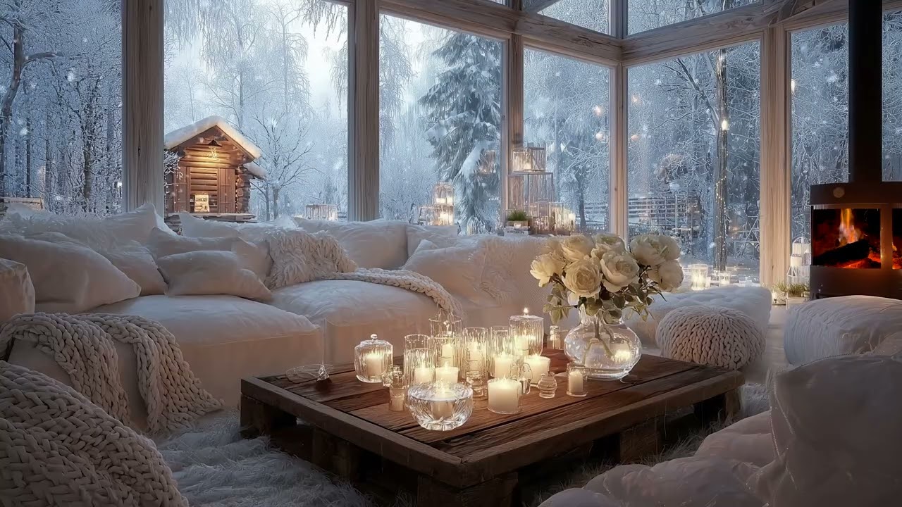 Relaxing Fireplace in Snowstorm | Winter ASMR for Deep Sleep, Calm, and Tranquility