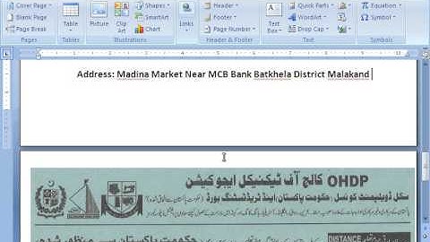 MS Word 2007 pashto tutorial 7
