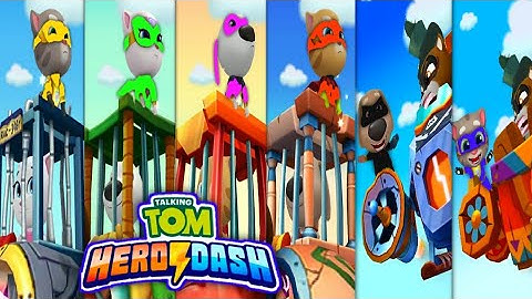 talking tom hero dash - all superheroes - colourfull suit saving all heroes gameplay (android ios)