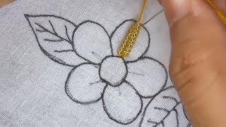 hand embroidery: beautiful flower with beads| modern flower embroidery