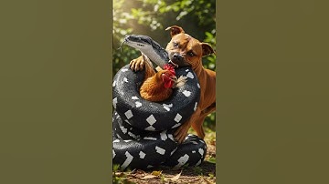 Snake coils around chicken, dog rushes to rescue. #Animals #snakeattack #chickenrescue #herodog