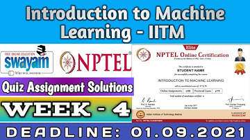 NPTEL Introduction to Machine Learning  IITM Week 4 Assignment Solutions | Swayam 2021