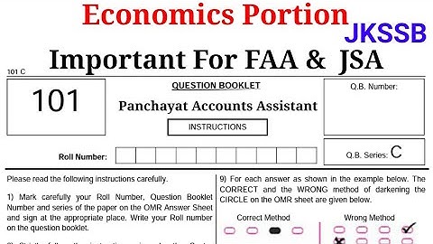 Panchayat Accounts Assistant Solved Question Paper|Economics|JKSSB Previous year Papers|FAA|JSA