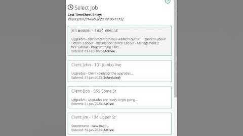 WiZiGa Job Management App - Mobile View - How to add a timesheet