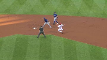TEX@STL: Odor starts the 4-6-3 double play