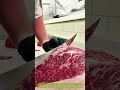 Das Schneiden von japanischem Wagyu-Hüftfleisch der Klasse A5