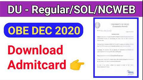 How to Download admit card, DU OBE Dec 2020,