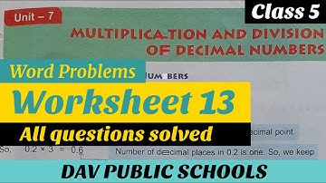 DAV class 5 maths unit 7 worksheet 13 Word Problems