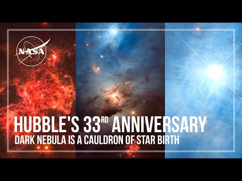 Hubble's 33rd Anniversary: Dark Nebula is a Cauldron of Star Birth
