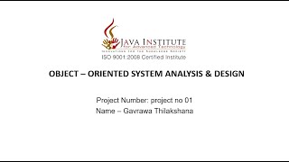 Object Oriented System Analysis and Design / 01