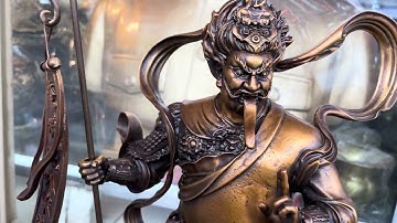 Cặp Tượng Tiêu Diện Vi Đà Hộ Pháp Cao 46cm Bằng Đồng Hun, Nặng 24kg 12