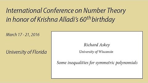 UF - Alladi 60 - Richard Askey