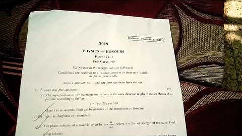 Calcutta University 2nd Semester Physics honours paper CC4 (Waves, oscillation and optics)