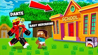 Going To Baby Herobrine School In Minecraft !