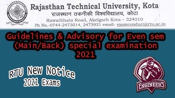 RTU New Guideline for special exams 2021|Eligible students for RTU B.tech special Examination 2021 ?