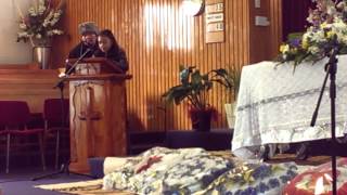 Uncle's Funeral; Eunice Kaleti citing a poem for Grandpa...