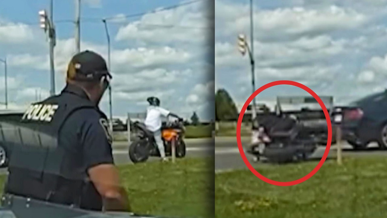 Cop Tackles Suspect On Motorcycle