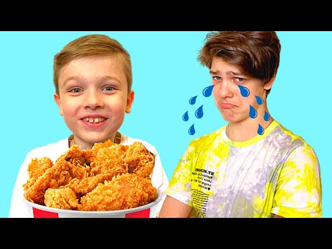 Андрей и Ваня играют и едят вредную еду Eat not Healthy food