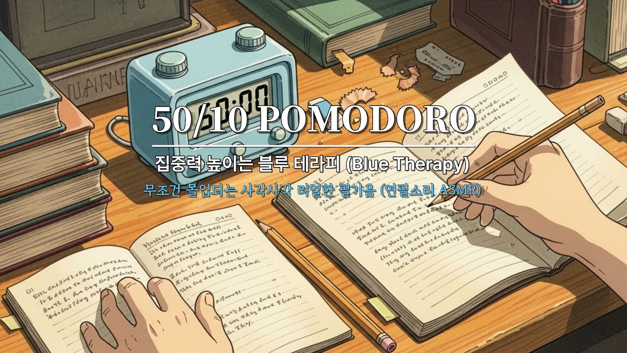펜만 굴리다 끝나는 사람 필수 ✍️ 무조건 몰입하게 되는 사각사각 연필 소리 타이머 (50분 집중 10분 휴식)