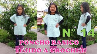 Poncho N°14 tejido a crochet Básico FÁCIL DE TEJER para principiantes paso a paso en video tutorial