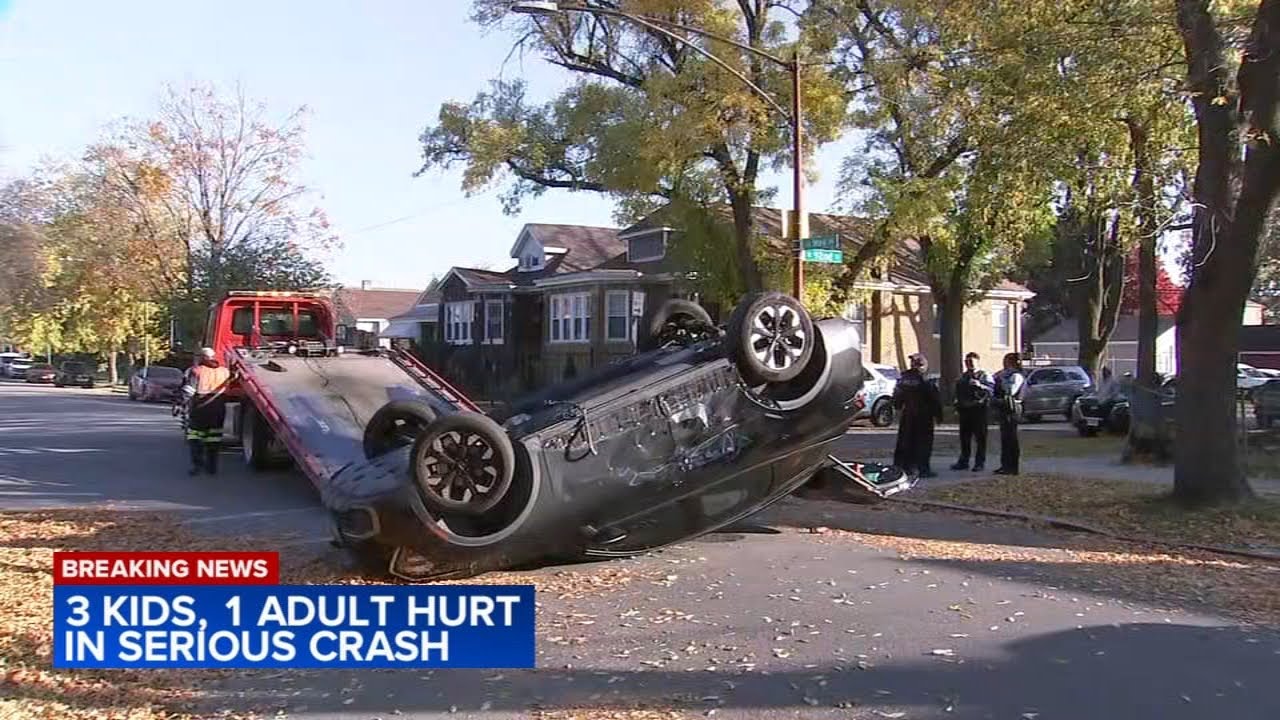 3 kids, 1 adult injured in South Side crash: sources - YouTube