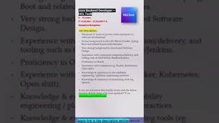 HCL | Java Developer | Bangalore | Full Stack, Kubernetes, Spring Boot, Docker #shorts #ytshorts