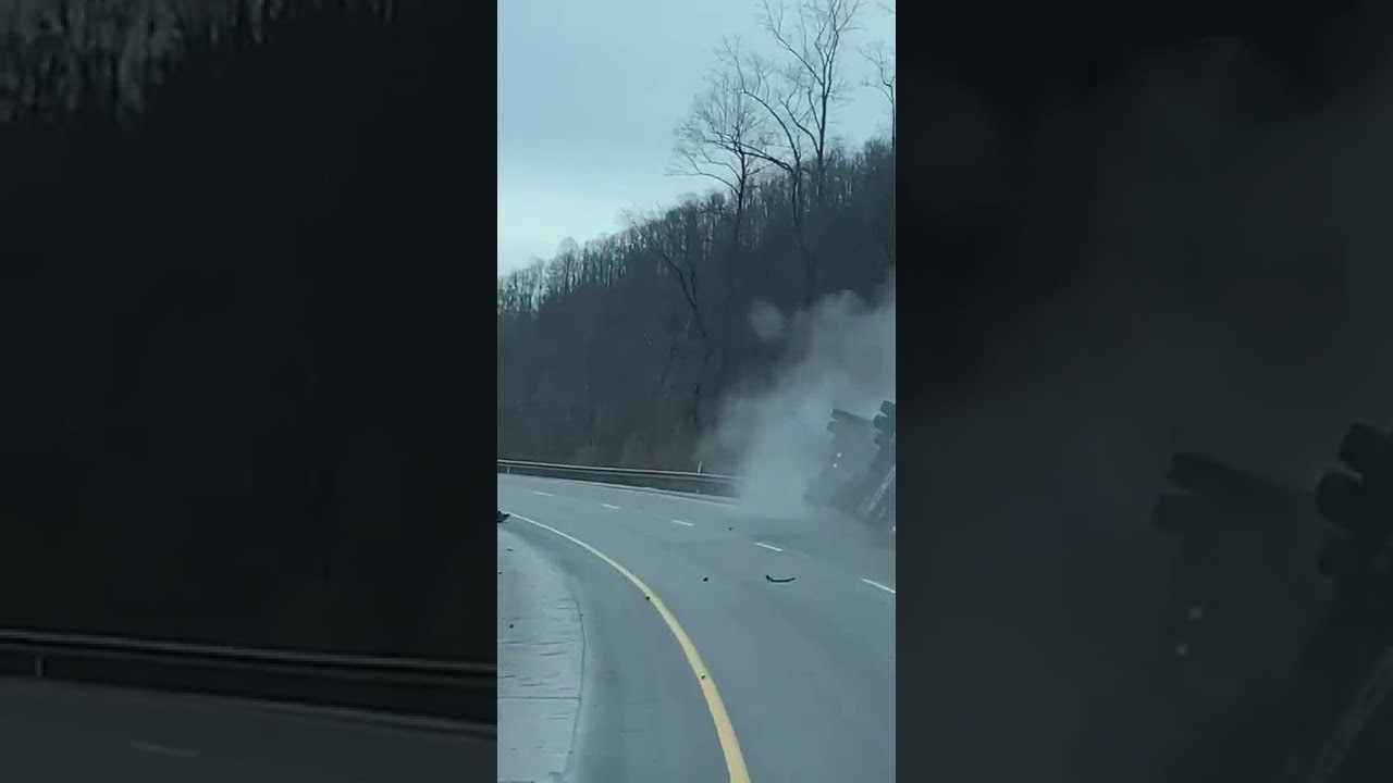 Truck Tips Over on Turnpike ViralHog YouTube