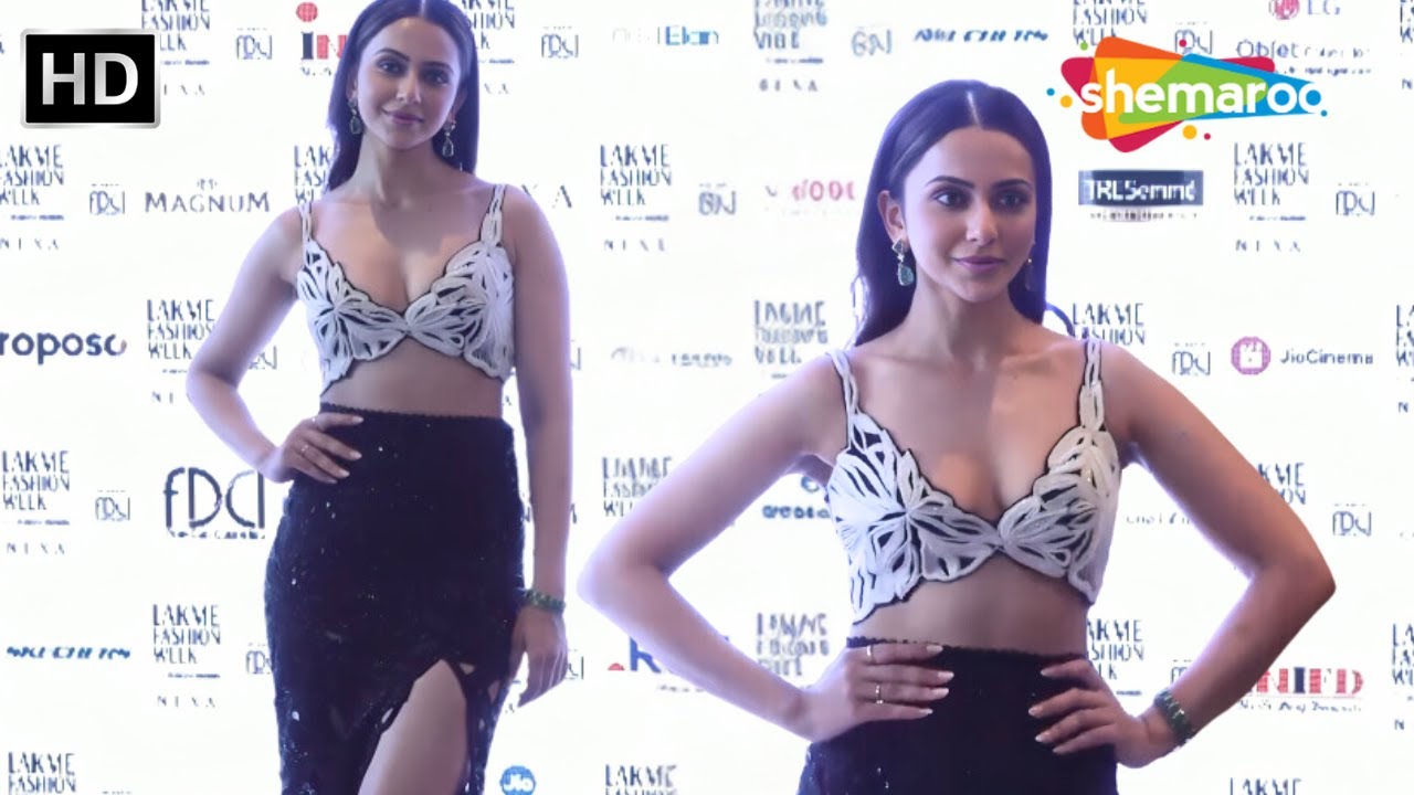 Rakul Preet Singh stunning Look in black -white embroidered bralette & slit  lehenga 