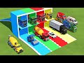 TRANSPORTING MERCEDES MINI BUS, VOLKSWAGEN POLICE, FORD POLICE, MERCEDES FIRE TRUCK TO GARAGE | FS22
