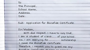 Application for bonafide certificate in English