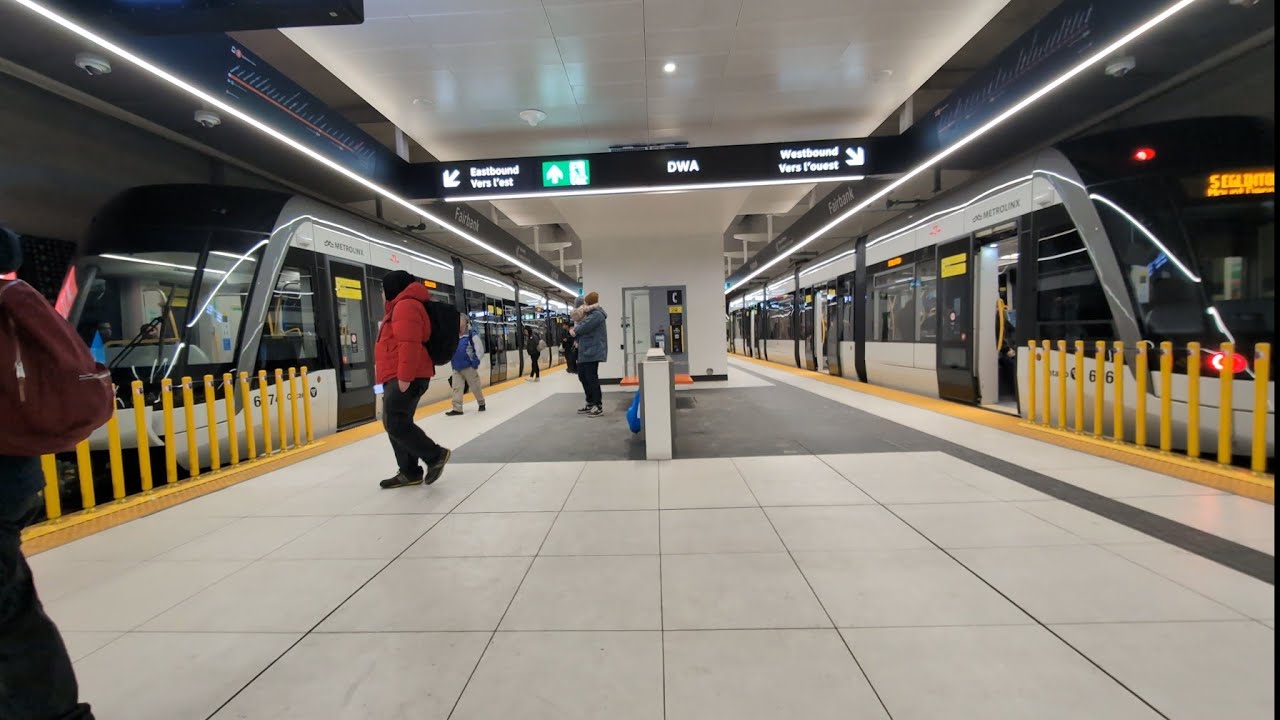LRT Arriving both Directions at Fairbank Station 