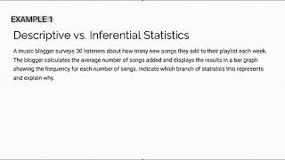 Statistics Workbook 1.1 Example 1