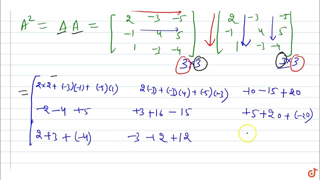 "If `A=[2-3-5-1 4 5 1-3-4]` , show that `A^2=A` ." - YouTube