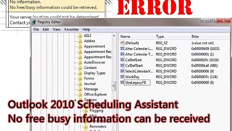 Outlook 2010 Scheduling Assistant - No information