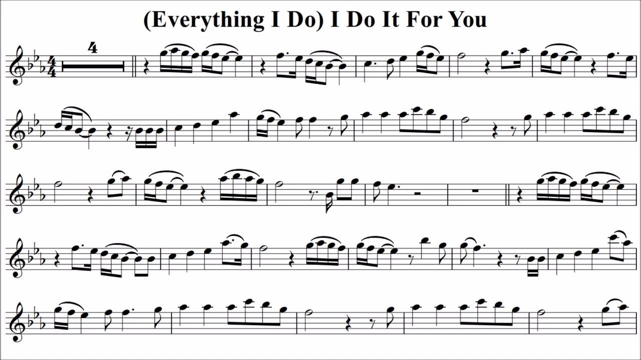 Tenor Saxophone Play-along - (Everything I Do) I Do It for You - Bryan Adams - with sheet music
