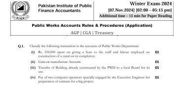 Pipfa public works solved paper Q,NO 1 || Pipfa past paper solved winter 2024 || Public works 2024
