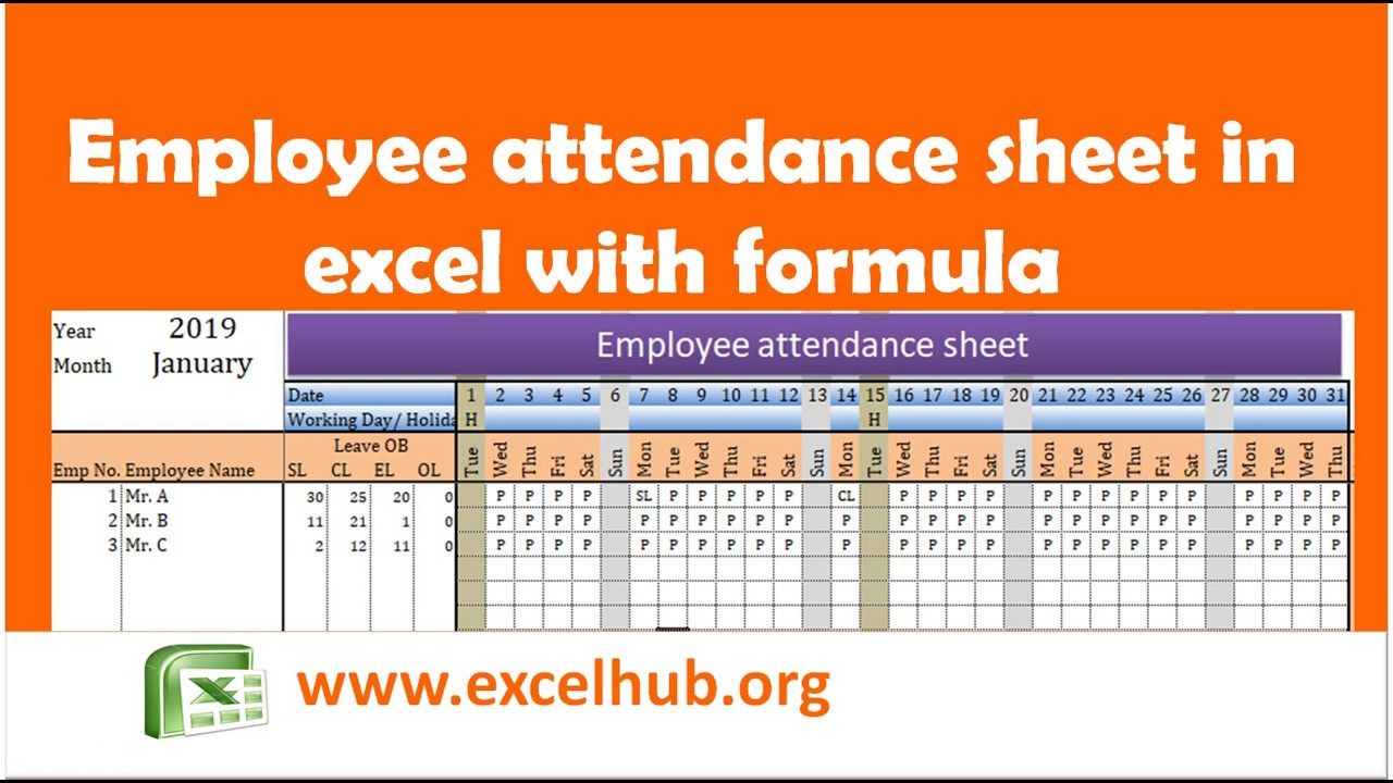 Employee Attendance Sheet In Excel With Formula Youtube