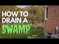 How to Drain a Swamp, Flat No Slope, Built Too Low in a Floodplain [ Low Property Drainage Solution]