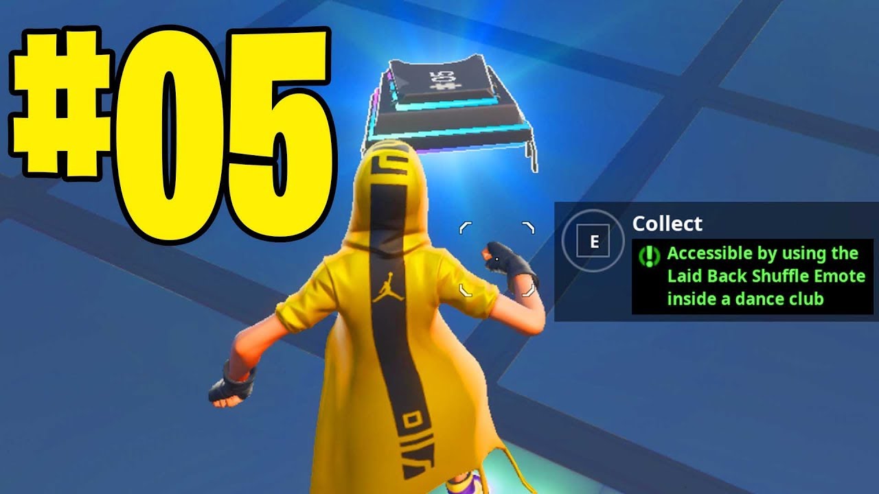 Fortbyte #05 location fortnite Accessible by using the Laid Back Shuffle Emote inside a dance club